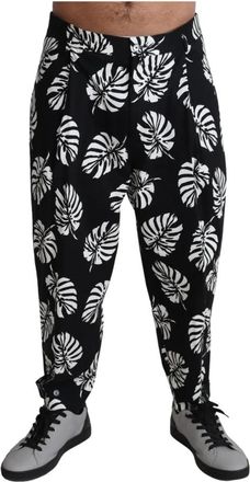 Dolce & Gabbana Prachtige Palmblad Broek - Heren - Wijde Broeken - Veelkleurig - L - Katoen - Broeken