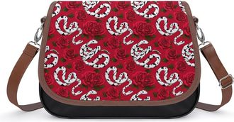Generic Red Rose Snake Crossbody Bags for Women Shoulder Messenger Bag Purse Handbags