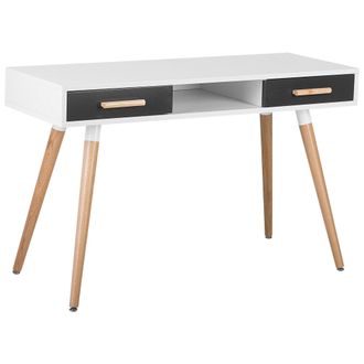 Beliani Beliani - Escritorio Tocador Blanco Gris Oscuro Madera Clara 120 X 45 Cm 2 Cajones Frisco