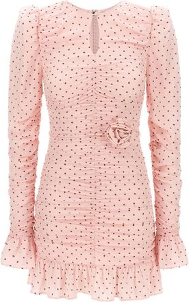 Rotate Mini Ruches Jurk - Dames - Feestkleedjes - Roze - XS - Kleedjes