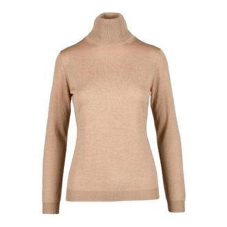 Ballantyne Wol Hoge Hals Pullover Sweater - Dames - Coltruien - Beige - XL - Wol - Truien & Vesten