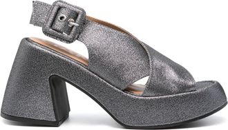 Ganni 95mm glitter sandals - women - Other fibres - 37 - Silver