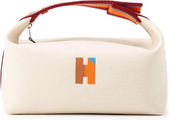 Herm&egrave;s Black Multi-Color Natural Canvas Pouch (Pre-Owned)