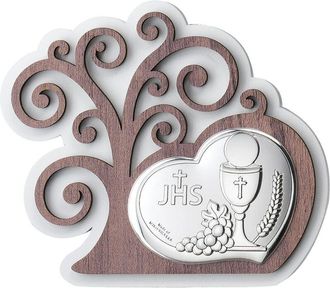 OEM Cuadro Santa Comuni&oacute;n, Recuerdo De Primera Comuni&oacute;n En Plata Con Grabado Tama&ntilde;o: 15x13cm Sku: Vll331