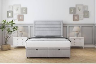 Comfort Beds Anna Naples Ottoman Bed Base-26 Strutted Headboard in Silver | Size: Small Single