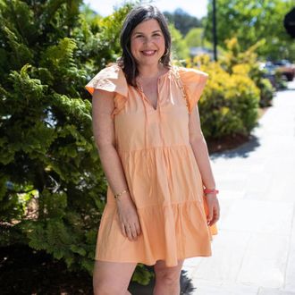 Pinch Design Cotton Ruffle Mini Dress In Peach