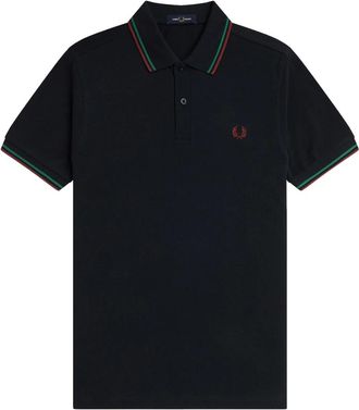 Fred Perry Slim Fit Twin Tipped Polo M3600 - Heren - Polos - Blauw - L - Leer - Tops