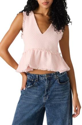 Steve Madden Camilla Peplum Tweed Top in Pastel Lilac at Nordstrom, Size Small