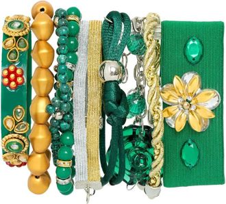 Amir Slama Bracciale floreale con perline - Verde