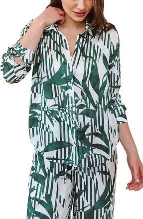 Bella Dahl Abstract Leaf Print Button-Up Shirt in Palm Paradise at Nordstrom, Size X-Small