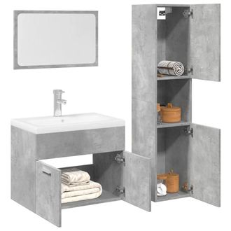 Berkfield Home 3 Piece Bathroom Furniture Set Concrete Grey Engineered Wood