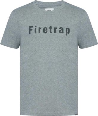 Firetrap Heren T-shirt katoen met logo (Donkergrijs mergel)