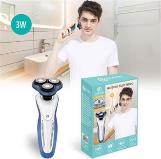 Trade Shop Trade Shop - Rasoio 3 Testine Elettrico Ricaricabile Uomo Regolazione Barba Baffi Peli Tx-9174