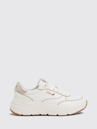 Twinset Sneakers in pelle liscia bicolore con logo metallico e punta traforata