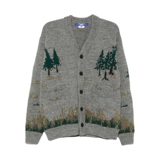 Junya Watanabe C&aacute;rdigan Intarsia con Cuello en V - Knitwear - Hombre - Gris - L
