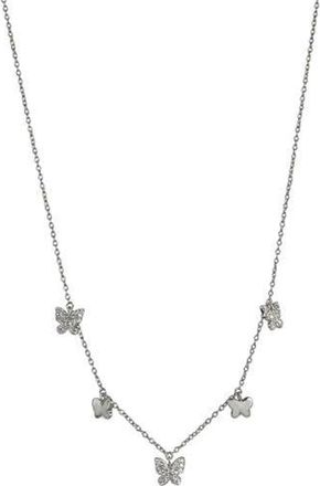 Kenneth Jay Lane CZ Micro Pavé Station Drop Pendant Necklace in Silver at Nordstrom Rack