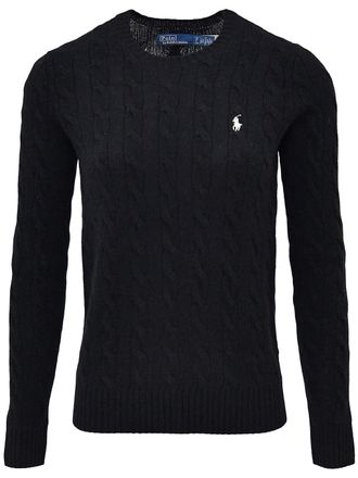 Polo Ralph Lauren Cable Knit Black Long Sleeve Pullover with Crew Neckline