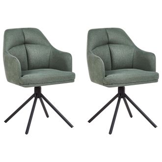 Beliani Sillas De Comedor Giratorias De Tela Juego De 2 Asiento Acolchado Patas De Metal Verde Menta Mira