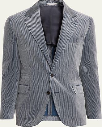 Brunello Cucinelli Mens Cotton and Cashmere Corduroy Single-Breasted Sport Coat