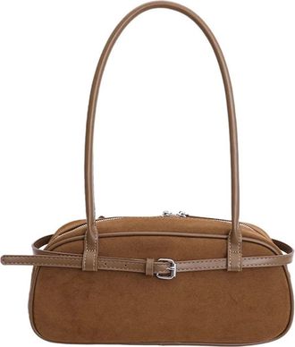 Generic Fashionable Retro Style Womens Underarm Bag 2025 Autumn Winter Suede Commuter Single Shoulder Urban Minimalist(Brown)