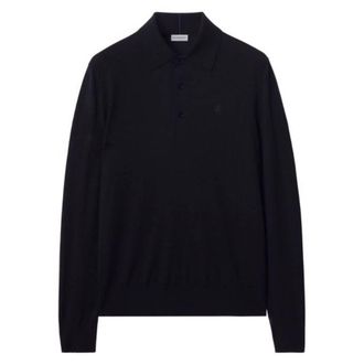 Burberry Logo Embroidered Long-Sleeved Polo Shirt, Size Small