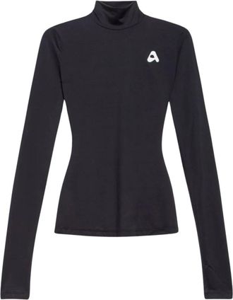 Aniye By Stretch Top met Hoge Hals en Letterlogo - Dames - Coltruien - Zwart - M - Truien & Vesten