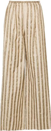 Forte_Forte striped wide-leg trousers - women - Polyamide/Cotton/Linen/Flax/Metallized Polyester/Viscose - 00 - Gold
