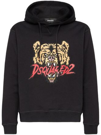 Dsquared2 Black logo-print cotton hoodie