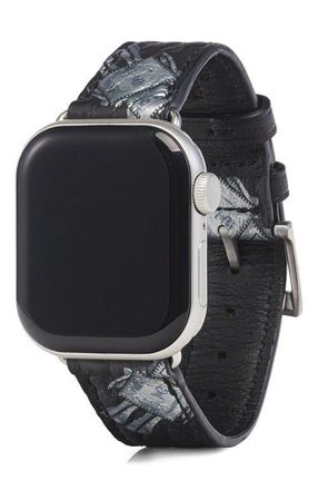 MCM 38-41mm Apple Watch Band in Rabot Rabot Visetos in Black at Nordstrom