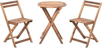 Beliani Conjunto de balc&oacute;n plegable Madera de acacia Marr&oacute;n