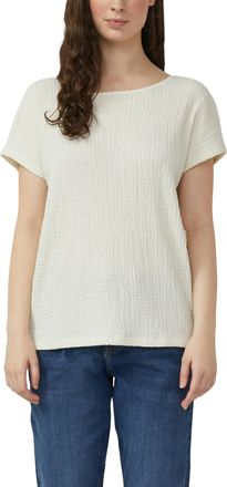 s.Oliver T-Shirt S.OLIVER, Damen, Gr. 34, sanftes wei&szlig;, Strick, Obermaterial: 96% Polyester, 4% Elasthan, Strukturmuster, relaxed fit normal, U-Boot-Ausschnitt