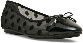 Anne Klein Luci Cap Toe Flat in Black Dot at Nordstrom, Size 8.5