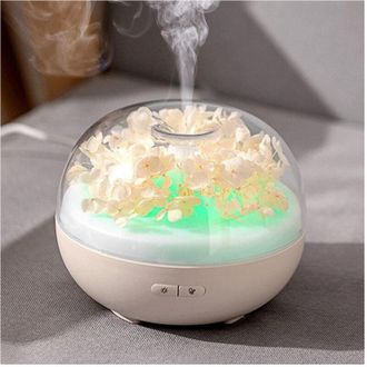 Trade Shop Trade Shop - Altavoz Aceites Esenciales Eterna Flores Ecogramaund Ultrasonido Usb Humidificador 7 Led Luces Beige