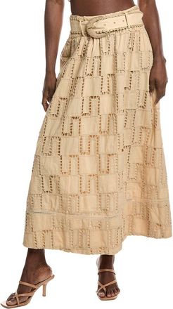 Farm Rio Sand Crochet Midi Skirt