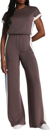 Spanx AirEssentials Colorblock Jumpsuit in Dark Cacao Stripe at Nordstrom, Size Small