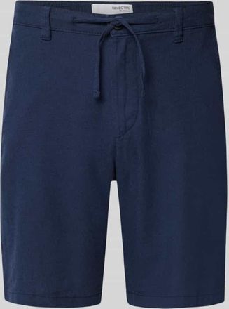 Selected Regular Fit Shorts aus Baumwoll-Leinen-Mix in Marine, Gr&ouml;&szlig;e S