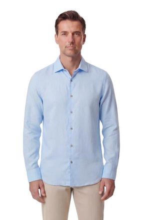 Lords of Harlech Linen Long Sleeve Shirt in Sky at Nordstrom, Size Xx-Large