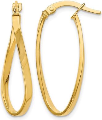 Diamond2Deal 14K Yellow Gold Oval Shape Hoop Earrings