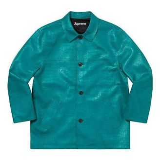 SUPREME Faux Croc Car Coat Teal SUP-SS22-012