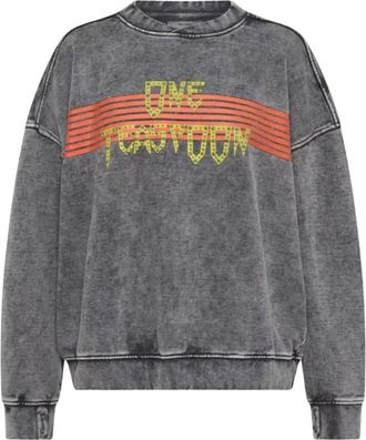 One Teaspoon Grijze trui met kleurrijk logo - Dames - Sweatshirts - Grijs - S - Polyester - Hoodies & sweatvesten