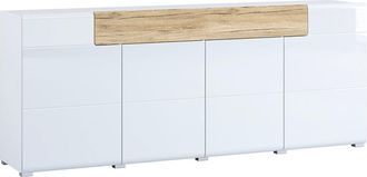 Petits Meubles Buf&eacute; 4 puertas 1 caj&oacute;n tablero de aglomerado laminados blanco y madera