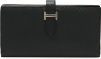 Herm&egrave;s Black Epsom Leather Long Wallet (Bi-Fold) (Pre-Owned)