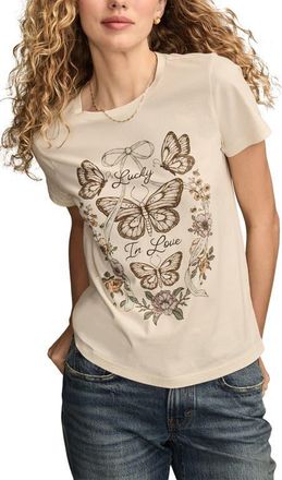 Lucky Brand Lucky in Love Butterfly Cotton Graphic T-Shirt in Bright White at Nordstrom, Size Xx-Large