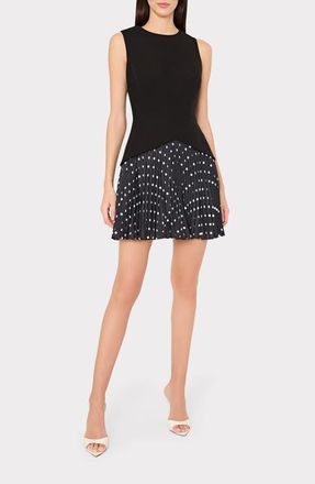 Milly Haddy Dot Print Pleated Minidress in Black/White at Nordstrom, Size 2