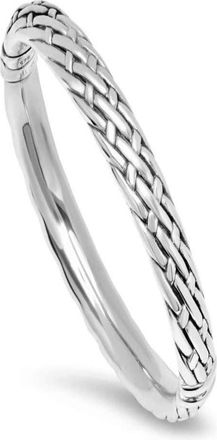 MAX + STONE 925 Sterling Silver Hinge Bangle Bracelet with Weave Texture