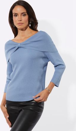 Cr&eacute;ation L Carmenpullover CREATION L Carmenpullover, Damen, Gr. 36, bleu, 70% Viskose, 30% Polyamid, unifarben, Pullover Carmenpullover