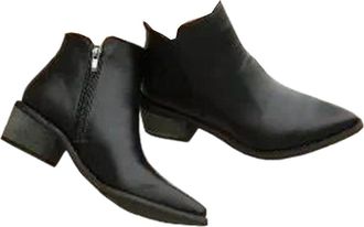 Generic Womens Genuine Leather Ankle Boots Pointed Toe Western Short Vintage Shoes