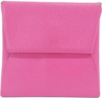 Herm&egrave;s Rose Tyrien Chevre Leather Coin Purse/Coin Case (Pre-Owned)