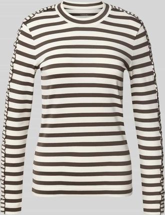 Marc Cain Longsleeve aus Baumwoll-Mix mit R&uuml;schenbesatz in Khaki, Gr&ouml;&szlig;e 42