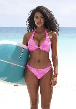 Venice Beach Bikini-Hose VENICE BEACH Moloka, Damen, Gr. 32, N-Gr, pink (pink bedruckt), Recycling-Polyamid, bedruckt, Badehosen Bikini-Hose, mit tropischem Print